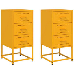 Berkfield Bedside Cabinets 2 Pcs Mustard Yellow 36X39X78 Cm Steel - thumbnail 2