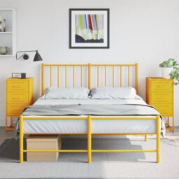 Berkfield Bedside Cabinets 2 Pcs Mustard Yellow 36X39X78 Cm Steel - thumbnail 1
