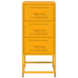 Berkfield Bedside Cabinets 2 Pcs Mustard Yellow 36X39X78 Cm Steel - thumbnail 4