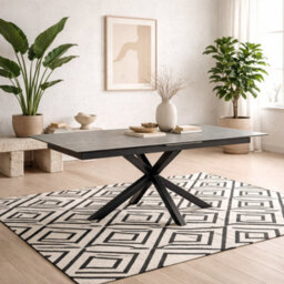 Wyld Haus Perth 200-240Cm Grey Ceramic Extendable Dining Table With Black Cross Base