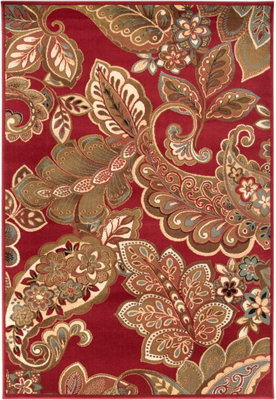 Livabliss Riley-Vintage Red Brown Green Traditional Boho Living Dining Bedroom Rug 160 X 230 Cm Easy Care, Non Shedding - image 1