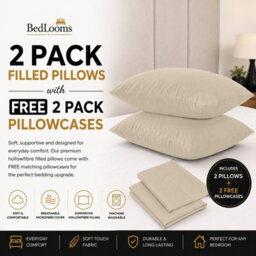Bedlooms Cream Free Plain Brushed Microfiber Pillowcase 50Cm X 75Cm, Soft Hypoallergenic Sofa Pillow And Bed Pillow, Set Of 2 - thumbnail 2