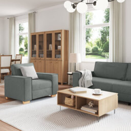 Vidaxl Sofa Set With Cushion 3 Pcs Grey 220 X 78 X 84 Cm Fabric - thumbnail 3