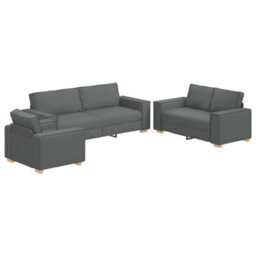 Vidaxl Sofa Set With Cushion 3 Pcs Grey 220 X 78 X 84 Cm Fabric - thumbnail 2