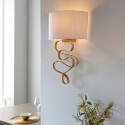 Luminosa Lighting Luminosa Sanremo Wall Lamp Gold Leaf & Ivory Cotton Fabric - thumbnail 5