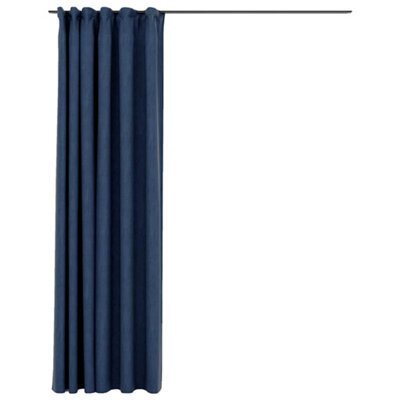 Berkfield Premium Linen-Look Blackout Curtains With Hooks Blue 290X245 Cm