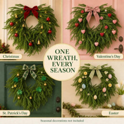 Amorly 20 In Christmas Norfolk Pine Wreaths,rustic Artificial Pine Wreath, Holiday Front Door Home Kitchen Cabinet Window - thumbnail 4