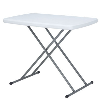 Floordirekt Folding Garden Table Nara Height Adjustable Lightweight Weatherproof Portable Camping Balcony Table White 75.5 X 49 Cm - image 1