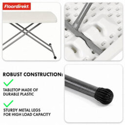 Floordirekt Folding Garden Table Nara Height Adjustable Lightweight Weatherproof Portable Camping Balcony Table White 75.5 X 49 Cm - thumbnail 2