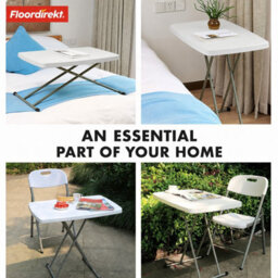 Floordirekt Folding Garden Table Nara Height Adjustable Lightweight Weatherproof Portable Camping Balcony Table White 75.5 X 49 Cm - thumbnail 7