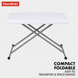 Floordirekt Folding Garden Table Nara Height Adjustable Lightweight Weatherproof Portable Camping Balcony Table White 75.5 X 49 Cm - thumbnail 4