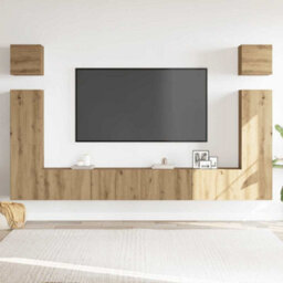 Berkfield 6 Piece Tv Cabinet Set Wall-Mounted Artisan Oak Engineered Wood - thumbnail 3