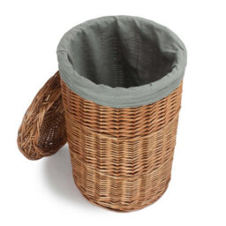 Red Hamper H097Gry/1 Small Light Steamed Round Linen Basket With Grey Sage Lining - thumbnail 1