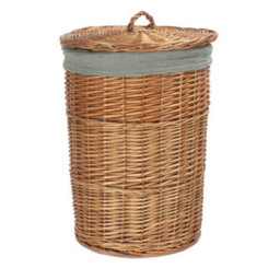 Red Hamper H097Gry/1 Small Light Steamed Round Linen Basket With Grey Sage Lining - thumbnail 2