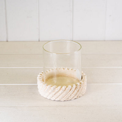 Sandy Textured Hurricane Glass Candle Holder - image 1