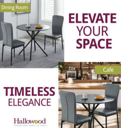 Hallowood Furniture Cullompton Small Black Round Dining Table 90Cm With 2 Light Grey Faux Leather Chairs - thumbnail 6
