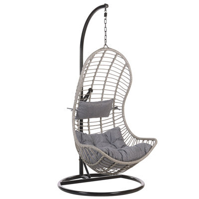 Beliani Hanging Chair With Stand Pineto Pe Rattan Grey - image 1