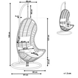 Beliani Hanging Chair With Stand Pineto Pe Rattan Grey - thumbnail 3