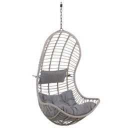 Beliani Hanging Chair With Stand Pineto Pe Rattan Grey - thumbnail 7