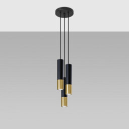 Sollux Lighting Loopez Steel Black/golden 3P Light Classic Pendant Ceiling Light - thumbnail 1