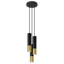 Sollux Lighting Loopez Steel Black/golden 3P Light Classic Pendant Ceiling Light - thumbnail 3