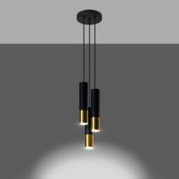 Sollux Lighting Loopez Steel Black/golden 3P Light Classic Pendant Ceiling Light - thumbnail 2