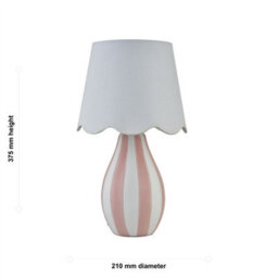 First Choice Lighting Connie - Pink And White Stripe Ceramic Table Lamp With Scalloped Shade - thumbnail 6