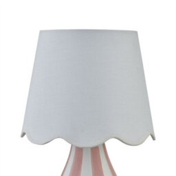 First Choice Lighting Connie - Pink And White Stripe Ceramic Table Lamp With Scalloped Shade - thumbnail 3