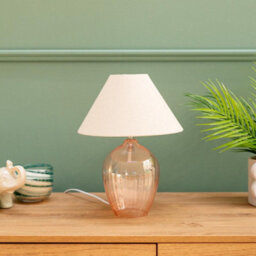 Valuelights Olivet Blush Pink Glass Table Lamp With Fabric Tapered Lampshade Bedside Light - Bulb Included - thumbnail 3