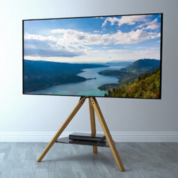"Avf Hoxton Tv Stand For Tvs Up To 70"" (40Kg) - Light Wood Tripod Legs, Adjustable Height & Tilt, Glass Shelf, Cable Management" - thumbnail 1