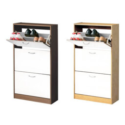 Orsina Sturdy White And Oak Veneer 3 Drawer Shoe Cupboard, Easy Access Shoe Cupboard, Multipurpose Shoe Organizer - thumbnail 4