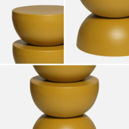 Sweeek - Side Table End Table Bedside Table Metal Diam.32 X H46.5Cm Mustard Yellow 32X32X46.5 Cm - Coumba - thumbnail 2