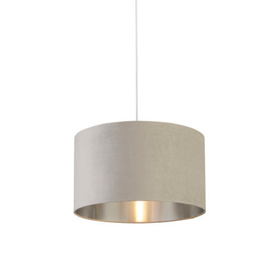 Lighting Collection Grande Light Grey Velvet Shade - image 1