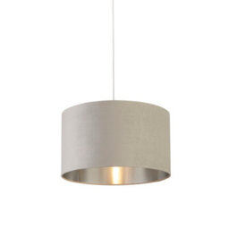Lighting Collection Grande Light Grey Velvet Shade - thumbnail 1