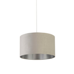 Lighting Collection Grande Light Grey Velvet Shade - thumbnail 2