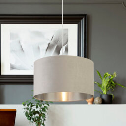 Lighting Collection Grande Light Grey Velvet Shade - thumbnail 5