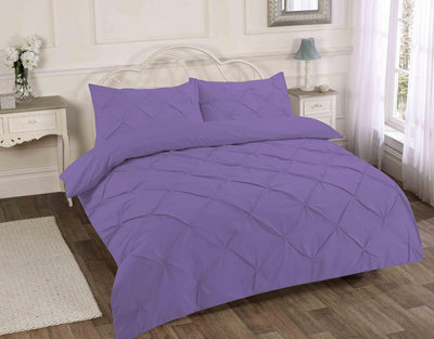 Homes & Linen Pintuck Pinch Pleated Alexandra Duvet Cover Set Easy Care Polycotton Bedding Set