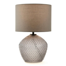 Furniturebox Uk Abigail Smoky Grey Glass Table Lamp - thumbnail 5