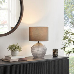 Furniturebox Uk Abigail Smoky Grey Glass Table Lamp - thumbnail 2
