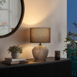 Furniturebox Uk Abigail Smoky Grey Glass Table Lamp - thumbnail 3
