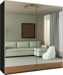 Sliding Wardrobes 4 u LTD Modern Full Mirror Sliding Wardrobe With Led Light - 150Cm/200Cm Bedroom Cabinet, Black - thumbnail 2