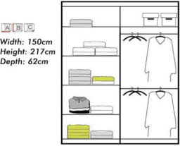 Sliding Wardrobes 4 u LTD Modern Full Mirror Sliding Wardrobe With Led Light - 150Cm/200Cm Bedroom Cabinet, Black - thumbnail 3