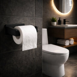 Billtix Black Toilet Roll Holder Wall Mounted, Self Adhesive Toilet Paper Holder, Stainless Steel Stick On Tissue Holder - thumbnail 6