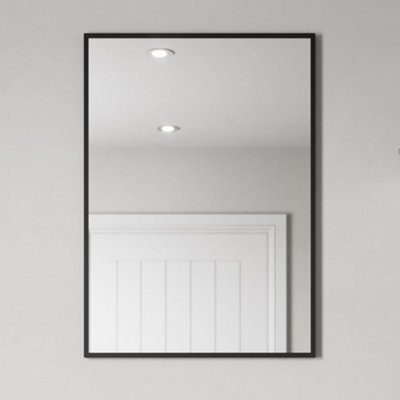 Aveli 700 X 500mm Black Wall Mounted Bathroom Mirror Framed Rectangular Modern Glass - image 1