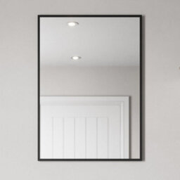 Aveli 700 X 500mm Black Wall Mounted Bathroom Mirror Framed Rectangular Modern Glass