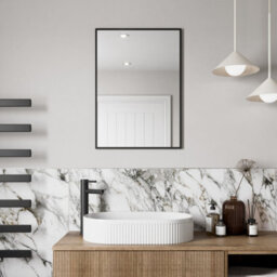Aveli 700 X 500mm Black Wall Mounted Bathroom Mirror Framed Rectangular Modern Glass - thumbnail 2