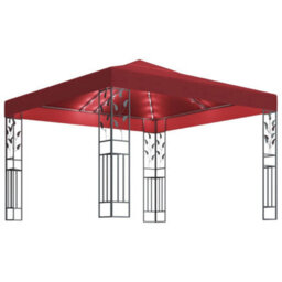 Berkfield Gazebo With Led String Lights 3X3 M Wine Red - thumbnail 2