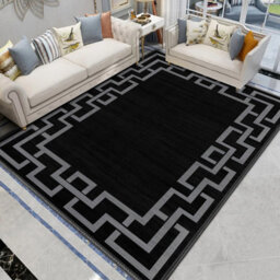 Ameha Luxury Large Area Printed Nico Black Rugs Non Slip Traditional Greek Key 160X230 Cm Living Room Indoor/outdoor Carpets