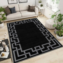 Ameha Luxury Large Area Printed Nico Black Rugs Non Slip Traditional Greek Key 160X230 Cm Living Room Indoor/outdoor Carpets - thumbnail 2