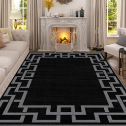 Ameha Luxury Large Area Printed Nico Black Rugs Non Slip Traditional Greek Key 160X230 Cm Living Room Indoor/outdoor Carpets - thumbnail 3